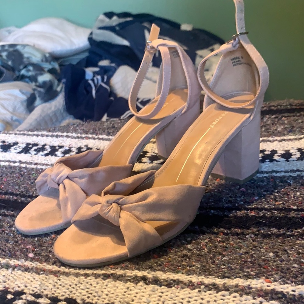 Pink suede heels